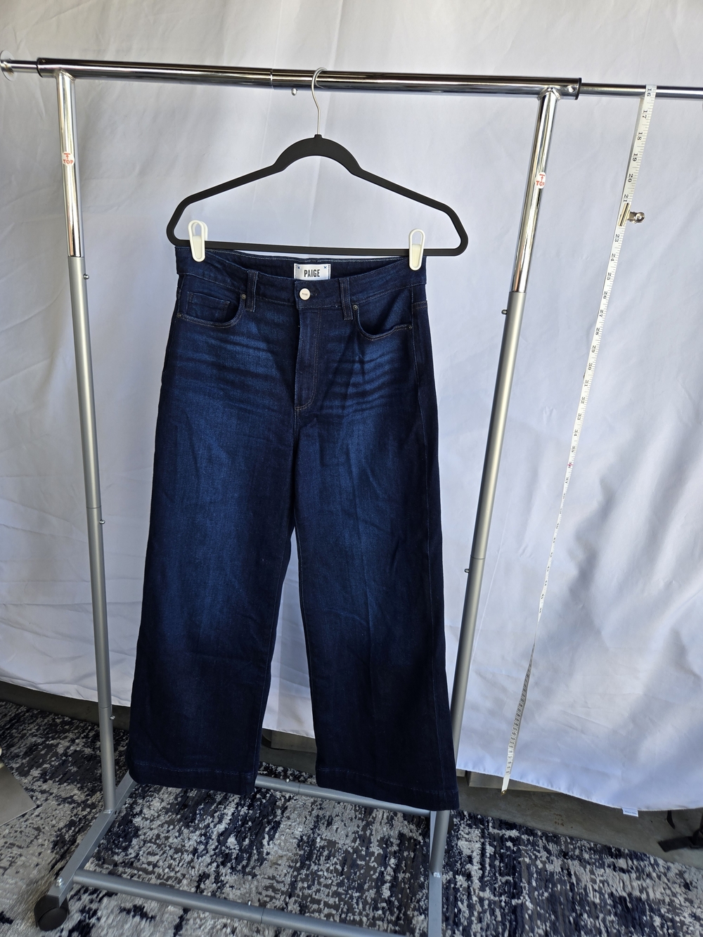 PAIGE Women Dark Blue Wide-Leg Jeans